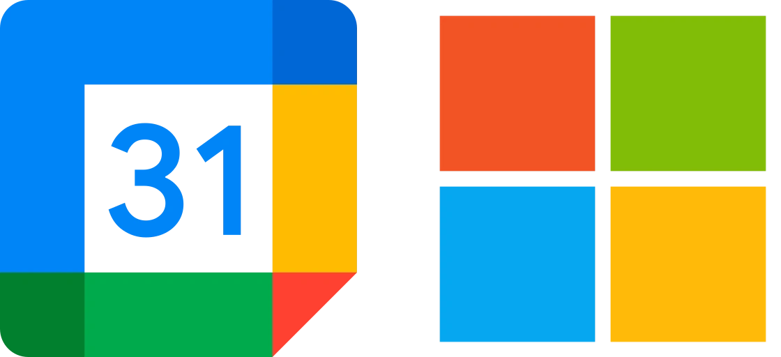 Google Calendar and Microsoft logos