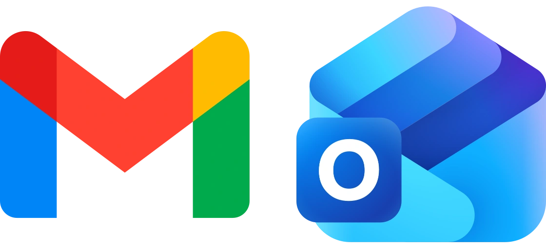 Gmail and Outlook logos